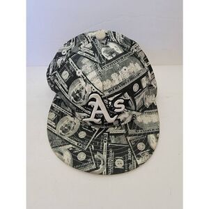 New Era 59fifty Men's Black Oakland A's Dollar Print Hat Size 7 1/8